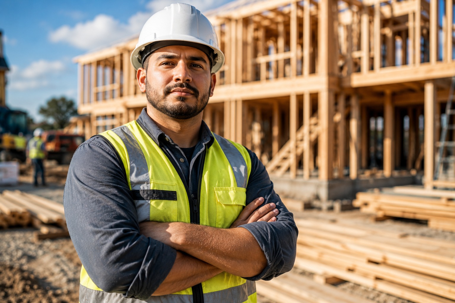 Construction worker ready to help with commercial insurance
