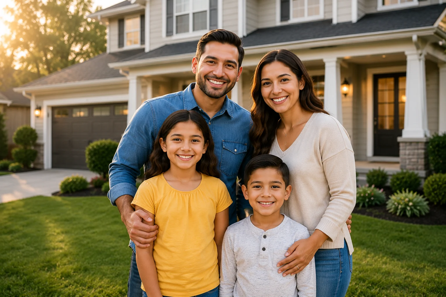 Family outside their home with local Safe Stop support